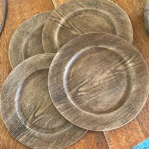 13” CHARGER PLATES SET OF 4 FAUX WOOD